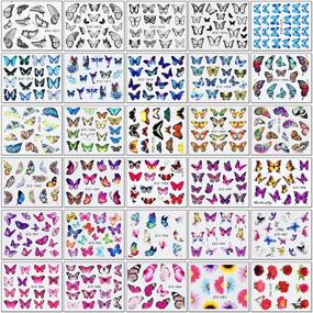 img 3 attached to Elevate Your Nail Game: EAONE Self-Adhesive Nail Art Stickers with Butterfly Nail Tattoos, Nail Foils, Gems, Tweezers, and Scissors for Women and Girls DIY Nail Art!