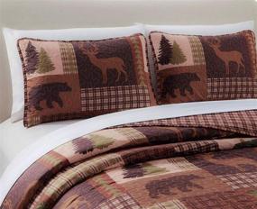 img 3 attached to Alpine Trail Rustic Western Lodge Quilted 🏔️ Plaid Bedspread Set with Wildlife Imagery - Full/Queen Size