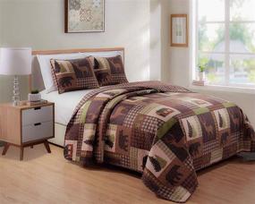img 4 attached to Alpine Trail Rustic Western Lodge Quilted 🏔️ Plaid Bedspread Set with Wildlife Imagery - Full/Queen Size