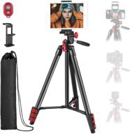 📸 neewer 54-inch travel tripod kit with remote, carrying bag and 2-in-1 phone &amp; tablet clamp - compatible with smartphones, tablets, gopro, ring lights, mirrorless cameras - max load 6.6lb/3kg logo