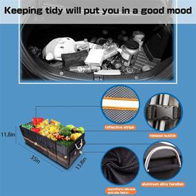 img 3 attached to 🚗 Waterproof Collapsible Trunk Organizer Cargo Storage with Multiple Compartments - Large Size, Durable and Black