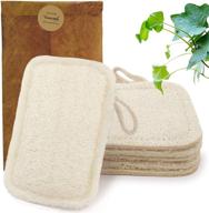 liangken 6pcs natural dish sponges, kitchen eco scrub sponge effectively removes oil stains, 100% loofah plant-based, biodegradable and zero waste logo