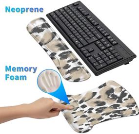 img 1 attached to 🐆 Dikoer Ergonomic Mouse Pad with Wrist Support and Gel Mouse Pads, Upgrade Keyboard Wrist Rest Pad Set, Cute Coasters, Non-Slip PU Base Mouse Mat for Office, Gaming, Home, Leopard Print