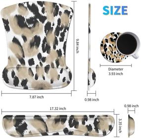 img 3 attached to 🐆 Dikoer Ergonomic Mouse Pad with Wrist Support and Gel Mouse Pads, Upgrade Keyboard Wrist Rest Pad Set, Cute Coasters, Non-Slip PU Base Mouse Mat for Office, Gaming, Home, Leopard Print