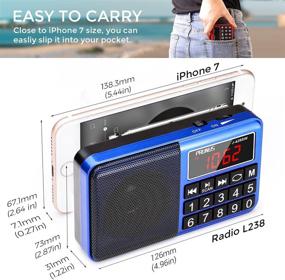 img 3 attached to 📻 PRUNUS L-429 SW AM FM Radio: Portable Digital Battery Operated Radio with Neodymium Speaker, Big Button, Auto Save, USB Flash Drive TF Card AUX Input MP3 Player (Blue) – Premium Sound and User-friendly Design!