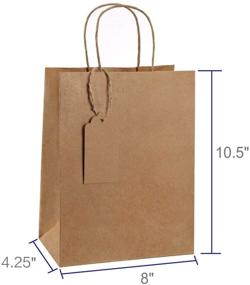 img 3 attached to 🛍️ Large Bulk Pack of 50 Brown Kraft Paper Gift Bags with Handles - 8x4.25x10.5 Inches Size - Includes Gift Tags - Ideal for Retail, Kraft Bags - Heavy-Duty Gift Bags