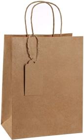 img 4 attached to 🛍️ Large Bulk Pack of 50 Brown Kraft Paper Gift Bags with Handles - 8x4.25x10.5 Inches Size - Includes Gift Tags - Ideal for Retail, Kraft Bags - Heavy-Duty Gift Bags