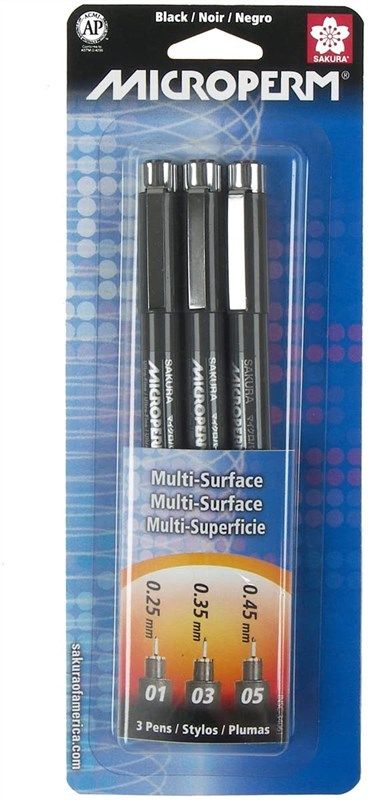  SAKURA Microperm Ultra Fine Point Pens - Permanent Marker Pen -  Assorted Point Sizes - Black Ink - 3 Pack : Office Products