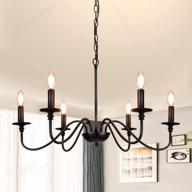 6-light industrial iron chandeliers lighting by depuley black farmhouse - classic candle ceiling pendant light fixture for foyer, living room, kitchen island, dining room, bedroom logo