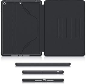 img 1 attached to 📱 Black Luxury Soke Case for iPad 9th/8th/7th Generation (10.2 Inch, 2021/2020/2019) - Enhanced 360° Full Protection with Built-in Pencil Holder, 6 Magnetic Stand Angles, Auto Sleep/Wake Cover