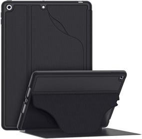 img 4 attached to 📱 Black Luxury Soke Case for iPad 9th/8th/7th Generation (10.2 Inch, 2021/2020/2019) - Enhanced 360° Full Protection with Built-in Pencil Holder, 6 Magnetic Stand Angles, Auto Sleep/Wake Cover