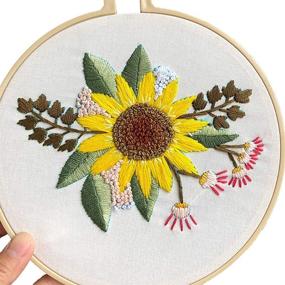 img 3 attached to 🌻 Complete Embroidery Starter Kit: GUVVEAZ Hand-Made Cross Stitch Set for Beginners with Patterned Cloth, Plastic Hoop, Color Floss, and Tools (7.9" Sunflower)