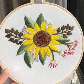 img 2 attached to 🌻 Complete Embroidery Starter Kit: GUVVEAZ Hand-Made Cross Stitch Set for Beginners with Patterned Cloth, Plastic Hoop, Color Floss, and Tools (7.9" Sunflower)