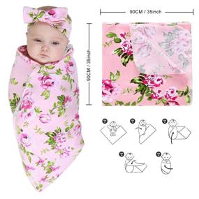 img 2 attached to 🌸 Comfortably Chic: Maternity Robe & Swaddle Blanket Set in Pink Flower - Perfect for Mom and Baby