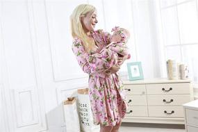 img 1 attached to 🌸 Comfortably Chic: Maternity Robe & Swaddle Blanket Set in Pink Flower - Perfect for Mom and Baby