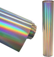 🌈 holographic silver adhesive vinyl roll 12" x 5ft - permanent glossy rainbow spectrum vinyl - self-adhesive design - waterproof - crafts, signs, decals, stickers, cups, cameo logo