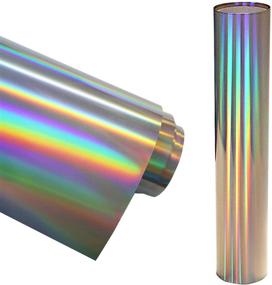 img 4 attached to 🌈 Holographic Silver Adhesive Vinyl Roll 12" x 5ft - Permanent Glossy Rainbow Spectrum Vinyl - Self-adhesive Design - Waterproof - Crafts, Signs, Decals, Stickers, Cups, Cameo