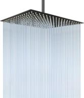 🚿 304 stainless steel rain shower head, large 16 inch rainfall waterfall square showerhead with high pressure and silicone nozzle, matte black finish logo