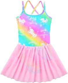 img 4 attached to 🩰 Stylish Nidoul Skirted Leotards: Trendy Gymnastics Camisole for Girls' Active Wear