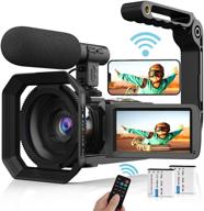 4k vlogging camera camcorder with wifi, microphone & stabilizer: perfect youtube recorder with remote & lens hood logo