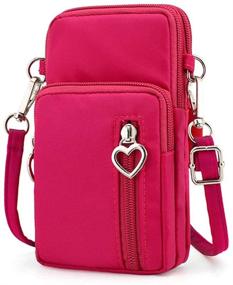 img 1 attached to 👜 Women's Oxford 3-Layer Zipper Crossbody Bag, Wristlet Shoulder Pouch Wallet Purse Armband, Compatible with iPhone Xs Max/LG V40 V35 G7 ThinQ/Stylo 4/Motorola Moto g6 z3 e5/Google Pixel 3 XL, Pink