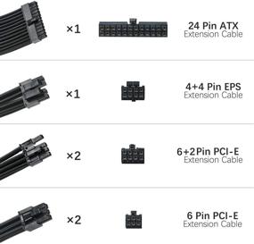 img 3 attached to HYMAVIN Black Sleeved Cables 16AWG PSU Extension Cable Kit With 30CM Sleeved 24 PIN 6 PIN 6+2 PIN 4+4 PIN Cable For ATX Power Supply