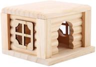 🏠 natural wood hamster house: odorless openwork lace window hideout hut for pet squirrels, gerbils, and hamsters logo