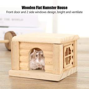 img 3 attached to 🏠 Natural Wood Hamster House: Odorless Openwork Lace Window Hideout Hut for Pet Squirrels, Gerbils, and Hamsters