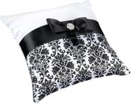 💍 lillian rose black damask wedding ring pillow: elegant and classic design logo