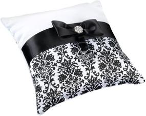 img 2 attached to 💍 Lillian Rose Black Damask Wedding Ring Pillow: Elegant and Classic Design