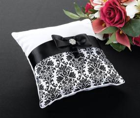 img 1 attached to 💍 Lillian Rose Black Damask Wedding Ring Pillow: Elegant and Classic Design