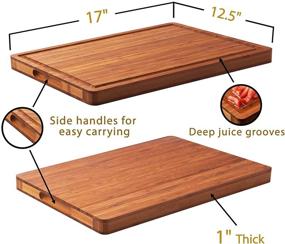 img 3 attached to 🔪 1 Inch Thick Bamboo Cutting Board with Juice Grooves and Handles - Ideal for Kitchen, Large Wood Cheese Charcuterie Board and Butcher Chopping Block