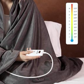 img 3 attached to FLINCOUS Electric Heated Throw Blanket - Flannel & Soft Fleece, 71 X 51 inch - ETL Certification, 3 Heating Levels & 2 Hour Auto Off - Home Office Use, Machine Washable - Grey