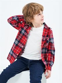 img 2 attached to 👕 Sleeve Plaid Flannel Red 150 US: Top-Notch Boys' Clothing in Trendy Plaid Design