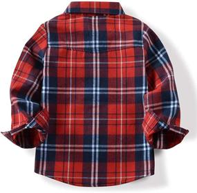 img 1 attached to 👕 Sleeve Plaid Flannel Red 150 US: Top-Notch Boys' Clothing in Trendy Plaid Design