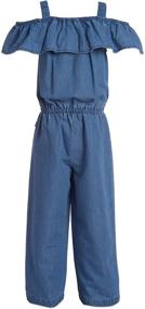img 1 attached to 👗 Nautica Chambray Button Jumpsuit for Girls, Size 14 - Girls' Clothing and Jumpsuits & Rompers