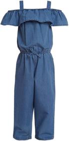 img 2 attached to 👗 Nautica Chambray Button Jumpsuit for Girls, Size 14 - Girls' Clothing and Jumpsuits & Rompers