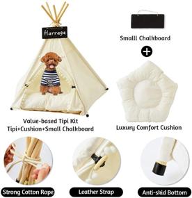 img 3 attached to 🐶 Harrage Folding Indoor Dogs House: Portable Pet Teepee Dog & Cat Tents with Cushion Bed - 24inch Cute Puppy House