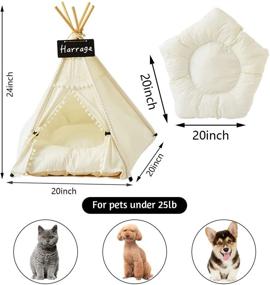 img 2 attached to 🐶 Harrage Folding Indoor Dogs House: Portable Pet Teepee Dog & Cat Tents with Cushion Bed - 24inch Cute Puppy House