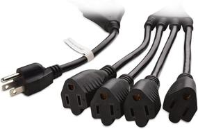 img 1 attached to Кабельные сведения 2-Pack 4 Outlet Power Splitter Cord: эффективный разветвитель питания, длина 1,5 фута