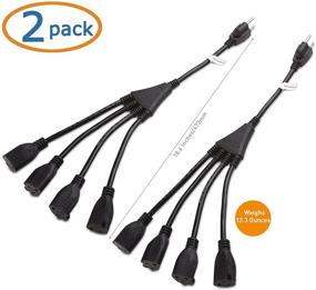 img 3 attached to Кабельные сведения 2-Pack 4 Outlet Power Splitter Cord: эффективный разветвитель питания, длина 1,5 фута