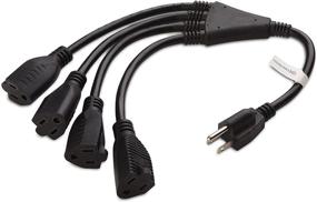 img 2 attached to Кабельные сведения 2-Pack 4 Outlet Power Splitter Cord: эффективный разветвитель питания, длина 1,5 фута