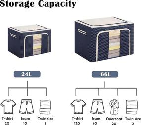 img 2 attached to 📦 Yancorp 2 Pack Clothes Storage Box for Better Organizing: Foldable Stackable Storage Bins with Oxford Cloth & Sturdy Steel Frame for Clothes, Bed Blankets, Bedding, Pillow Storage (Blue, 24L x 2Pcs)