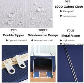 img 1 attached to 📦 Yancorp 2 Pack Clothes Storage Box for Better Organizing: Foldable Stackable Storage Bins with Oxford Cloth & Sturdy Steel Frame for Clothes, Bed Blankets, Bedding, Pillow Storage (Blue, 24L x 2Pcs)