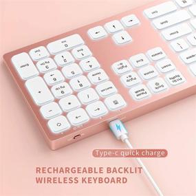 img 1 attached to 💻 Ультратонкая подсветка, беспроводная клавиатура с возможностью зарядки - seenda 2.4ГГц, идеально подходит для компьютера, ноутбука, настольного ПК, Surface, Smart TV, Windows 10/8/7 - Розовое золото