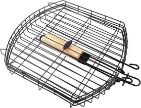 img 1 attached to Grill like a Pro with Jim Beam JB0126 Extra Large Grilling Basket and Detachable Wooden Handle