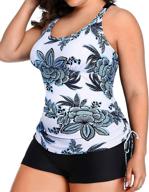 👙 stylish geometric tankini: yonique women's plus size 2 piece swimwear set with shorts logo