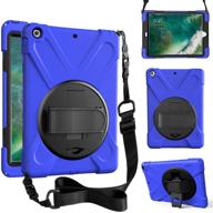 📱 zenrich ipad 5th/6th generation case, ipad 9.7 case 2017/2018 with rotatable kickstand, hand strap and shoulder strap - heavy duty shockproof case for a1822/a1823/a1893/a1954 (blue) logo