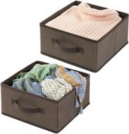 📦 mdesign soft fabric modular closet organizer box with handle - textured print, 2 pack - espresso/brown logo