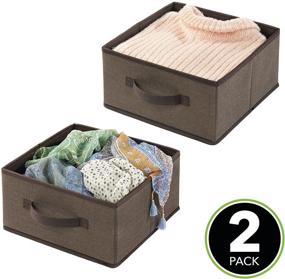 img 3 attached to 📦 mDesign Soft Fabric Modular Closet Organizer Box with Handle - Textured Print, 2 Pack - Espresso/Brown